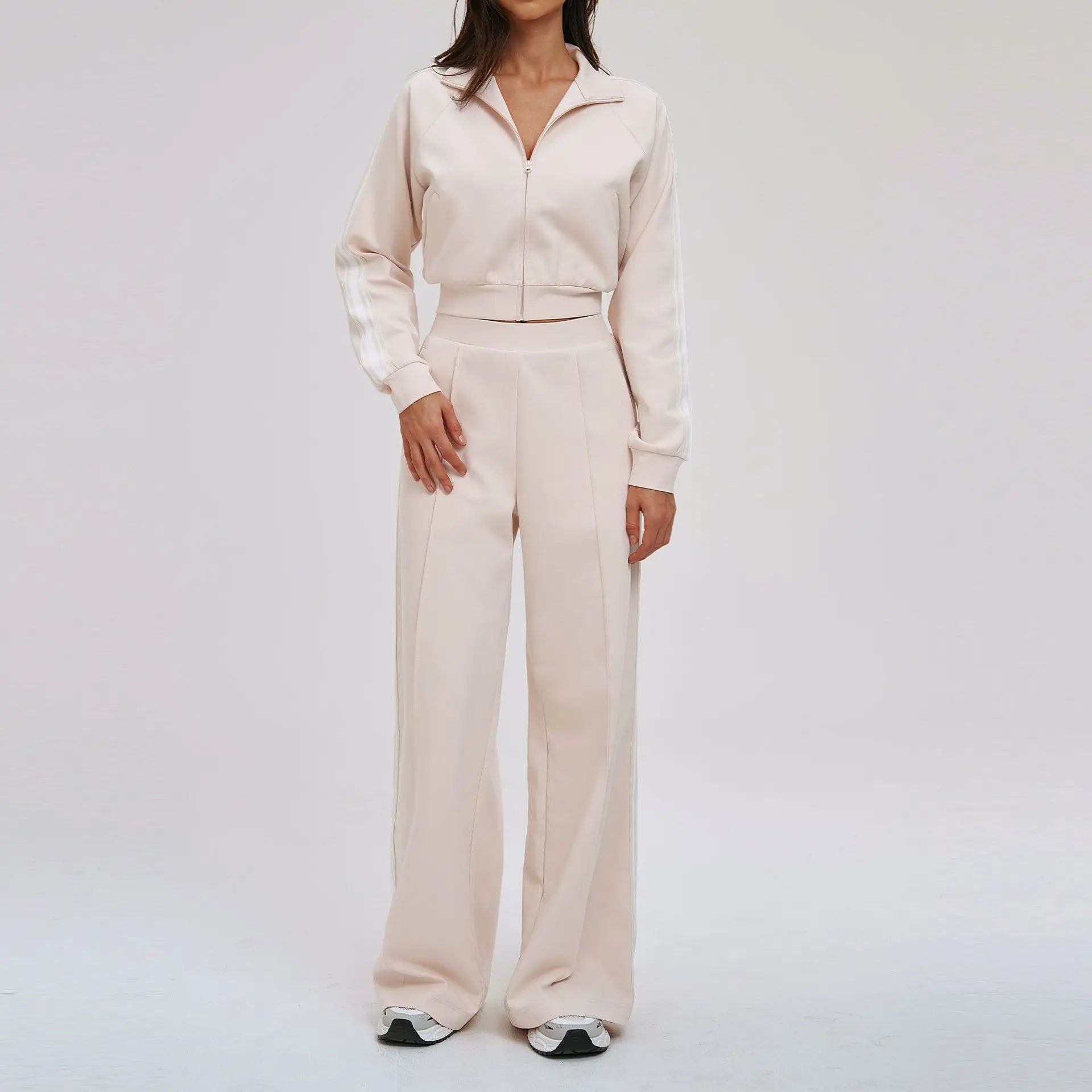 Ningyu Color Blocking Hoodie Set 2PCS Women's Long Sleeved Loose Yoga Set Outdoor Cycling Mountaineering Sport Set Yoga Clothing