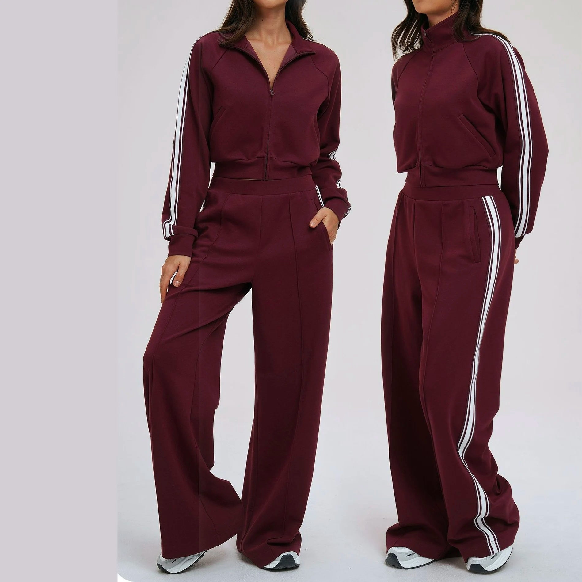 Ningyu Color Blocking Hoodie Set 2PCS Women's Long Sleeved Loose Yoga Set Outdoor Cycling Mountaineering Sport Set Yoga Clothing