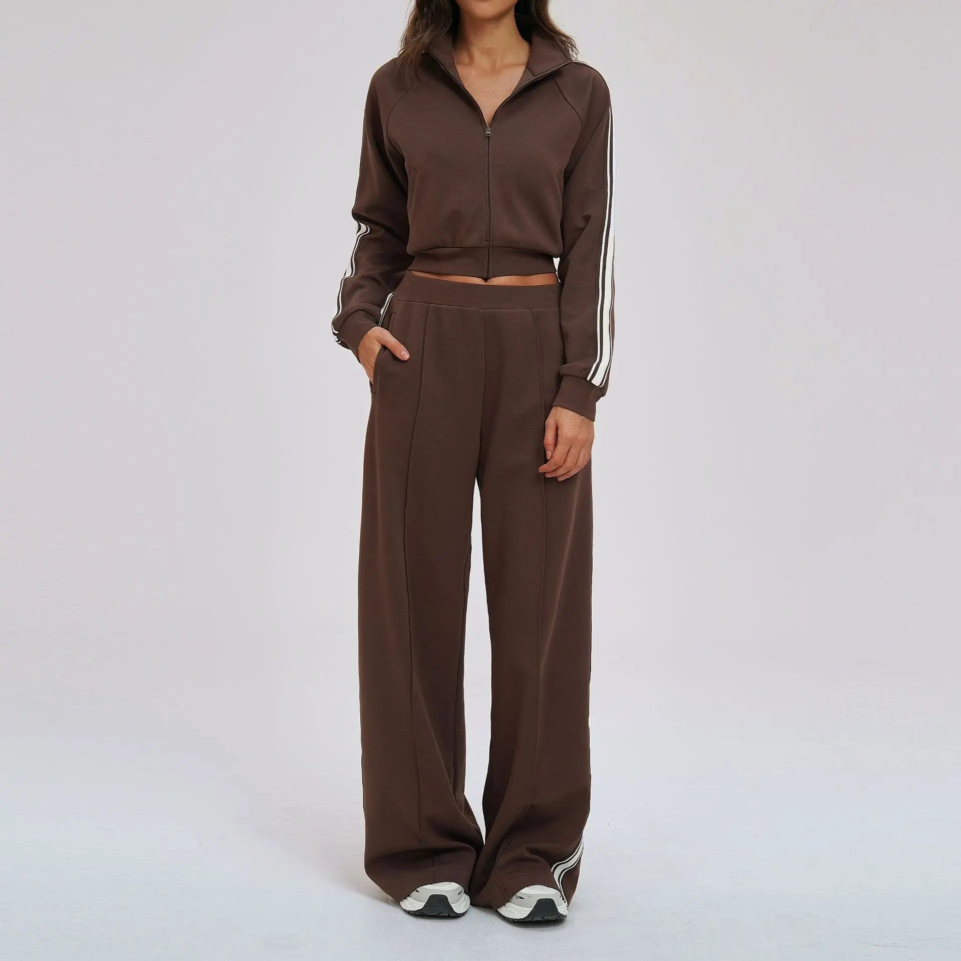 Ningyu Color Blocking Hoodie Set 2PCS Women's Long Sleeved Loose Yoga Set Outdoor Cycling Mountaineering Sport Set Yoga Clothing