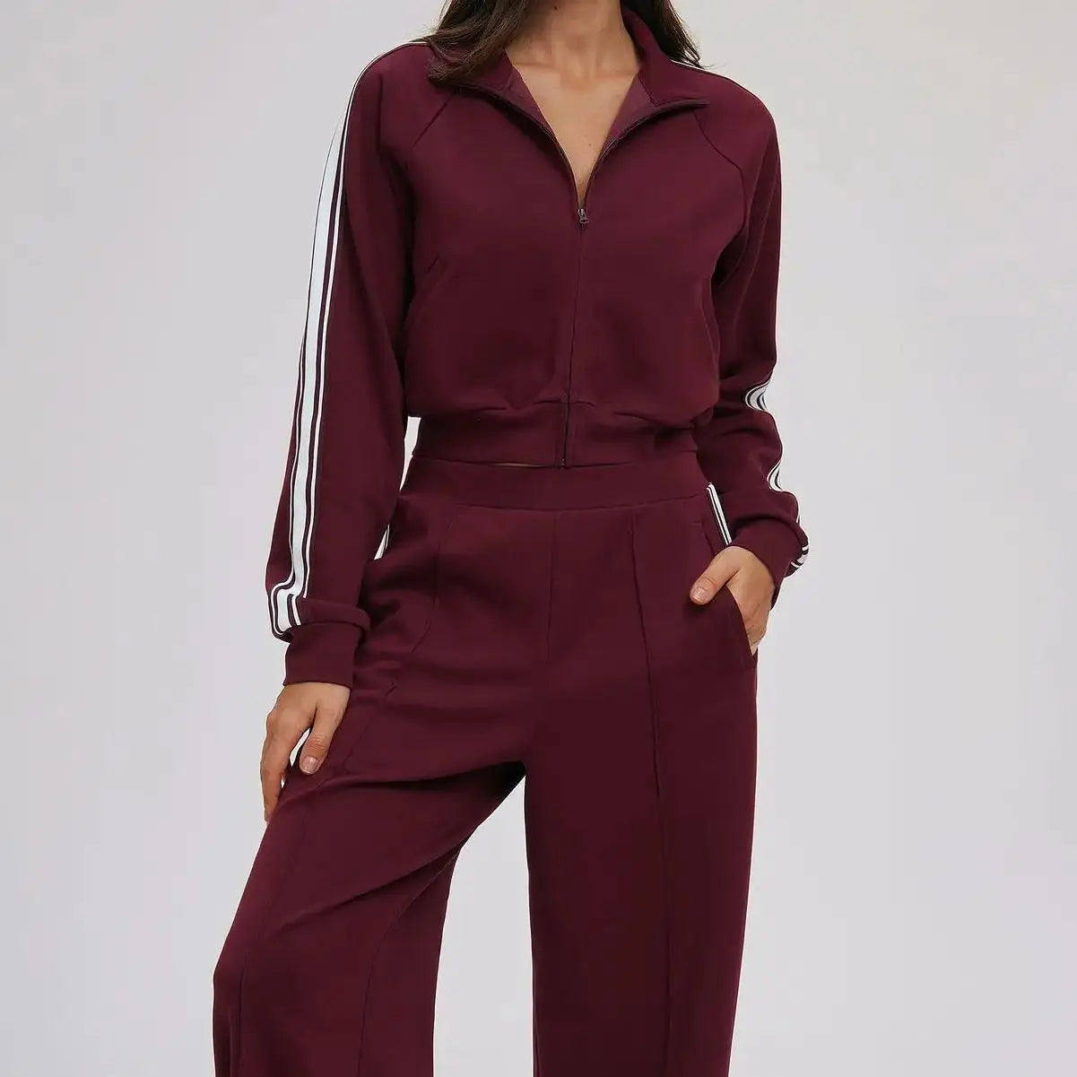 Ningyu Color Blocking Hoodie Set 2PCS Women's Long Sleeved Loose Yoga Set Outdoor Cycling Mountaineering Sport Set Yoga Clothing