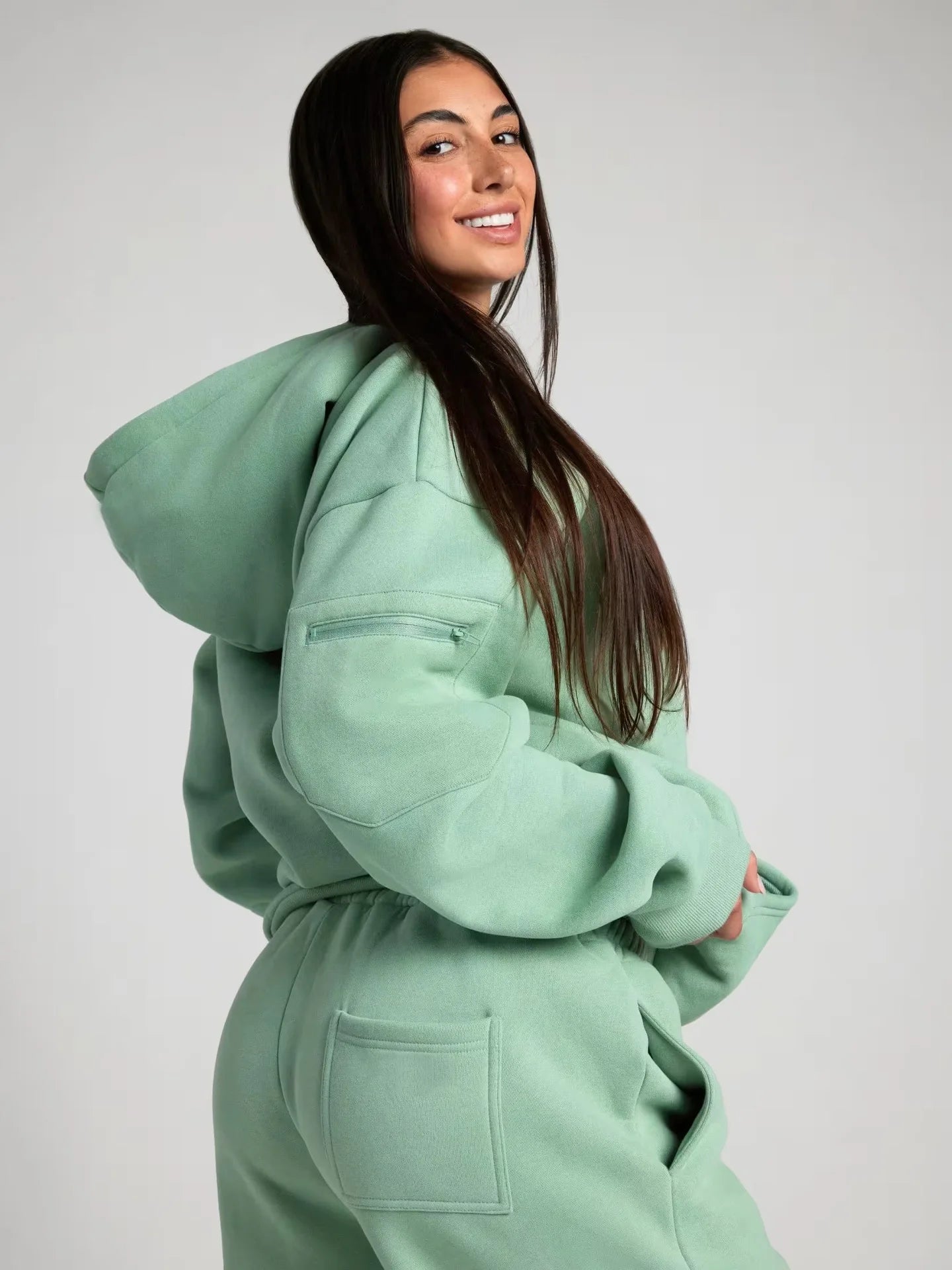 2025 Fitness Workout Outfits Autumn Winter Women Man Tracksuit Sport Pocket Sweatshirt Hoodies Sweatpants 2 Two Piece Set Lover