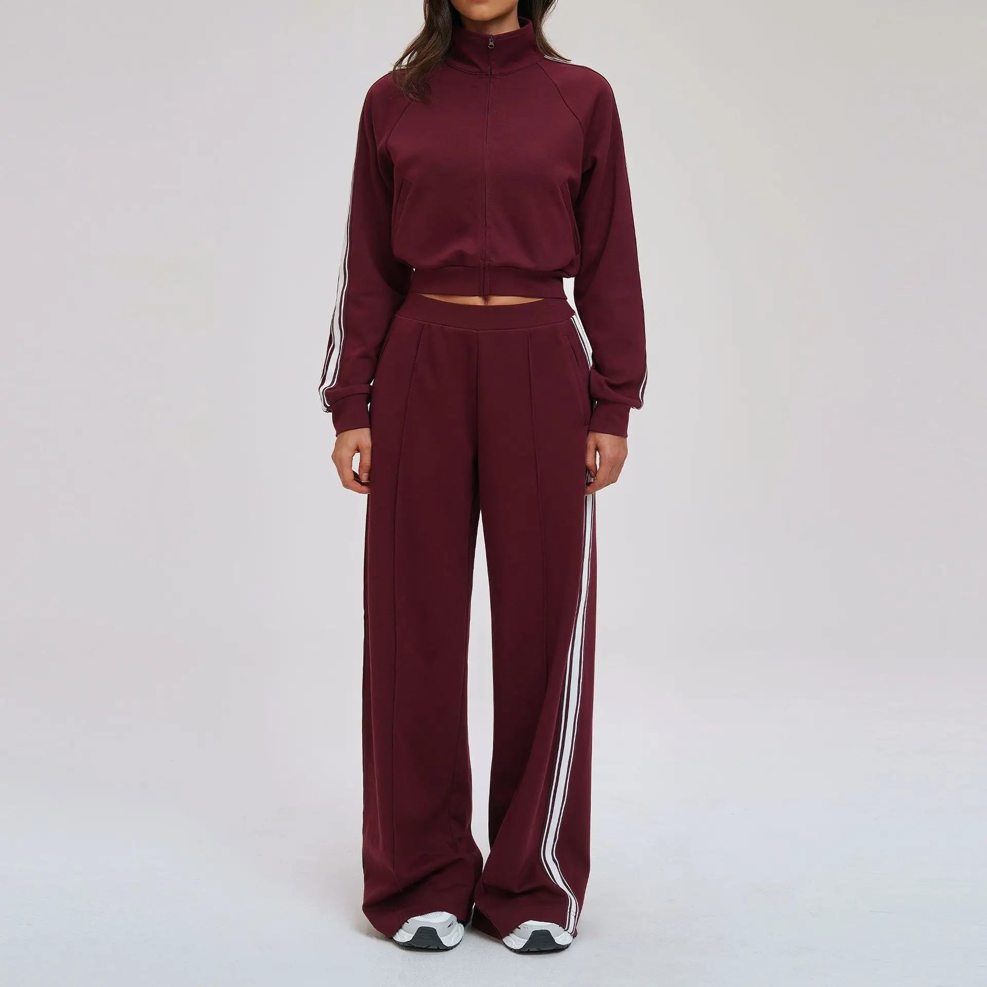 Ningyu Color Blocking Hoodie Set 2PCS Women's Long Sleeved Loose Yoga Set Outdoor Cycling Mountaineering Sport Set Yoga Clothing