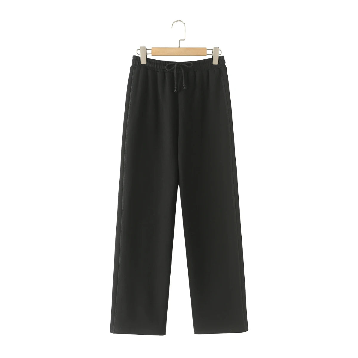 HH Women Solid Casual Sweatshirt Pant Suit Long Sleeve Hooded Fleece Pullover Coat Loose Straight Trousers Office Lady Sets